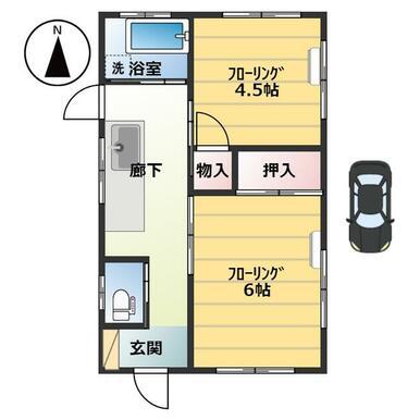 八高線 北八王子駅 徒歩12分 1階建 築54年(2K)の間取り写真