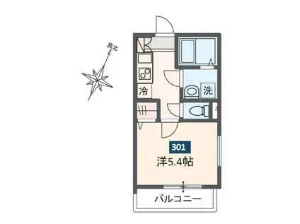 MELDIA大和田Ⅲ(1K/3階)の間取り写真