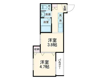 MELDIA大和田Ⅲ(1DK/1階)の間取り写真