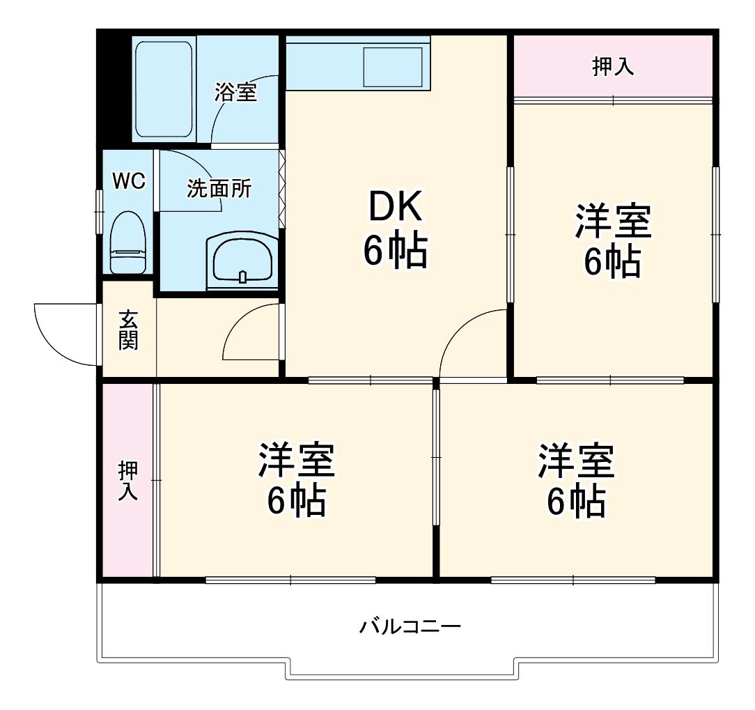 明光ハイツ(3DK/1階)の間取り写真