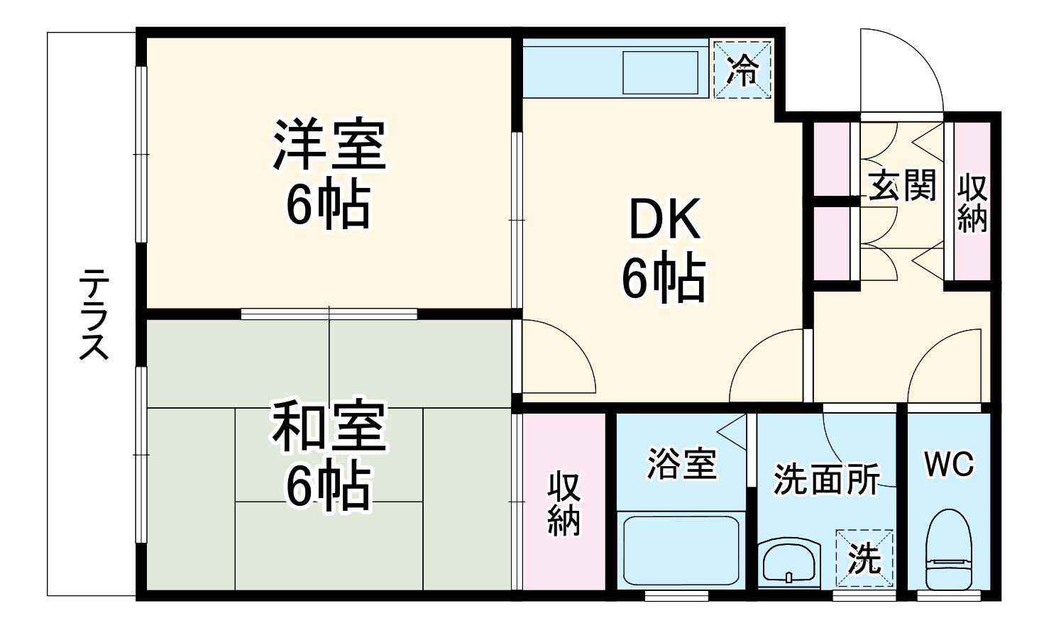 CASA CHICA(2DK/1階)の間取り写真