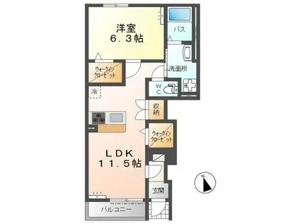 グランコート高萩(1LDK/1階)の間取り写真