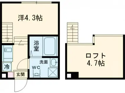 ハーモニーテラス金町Ⅴ(1K/1階)の間取り写真