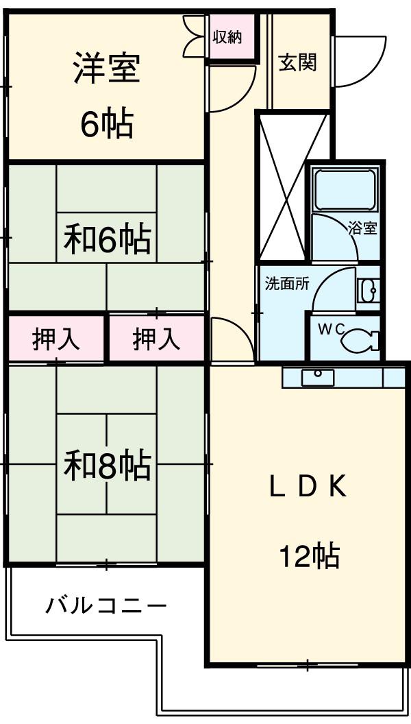 マルタハイツⅡ(3LDK/2階)の間取り写真