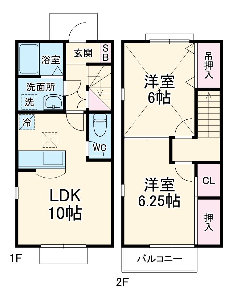 YU−BI(2LDK)の間取り写真