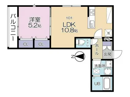 RE TOUR AOI (1LDK/1階)の間取り写真