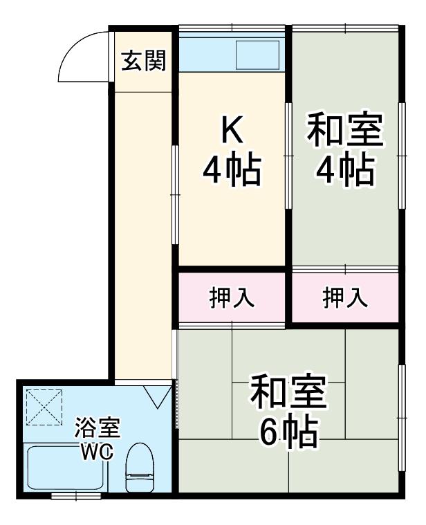第6小柳コーポ(1DK/2階)の間取り写真