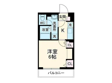 ヴィラ西船橋(1K/3階)の間取り写真