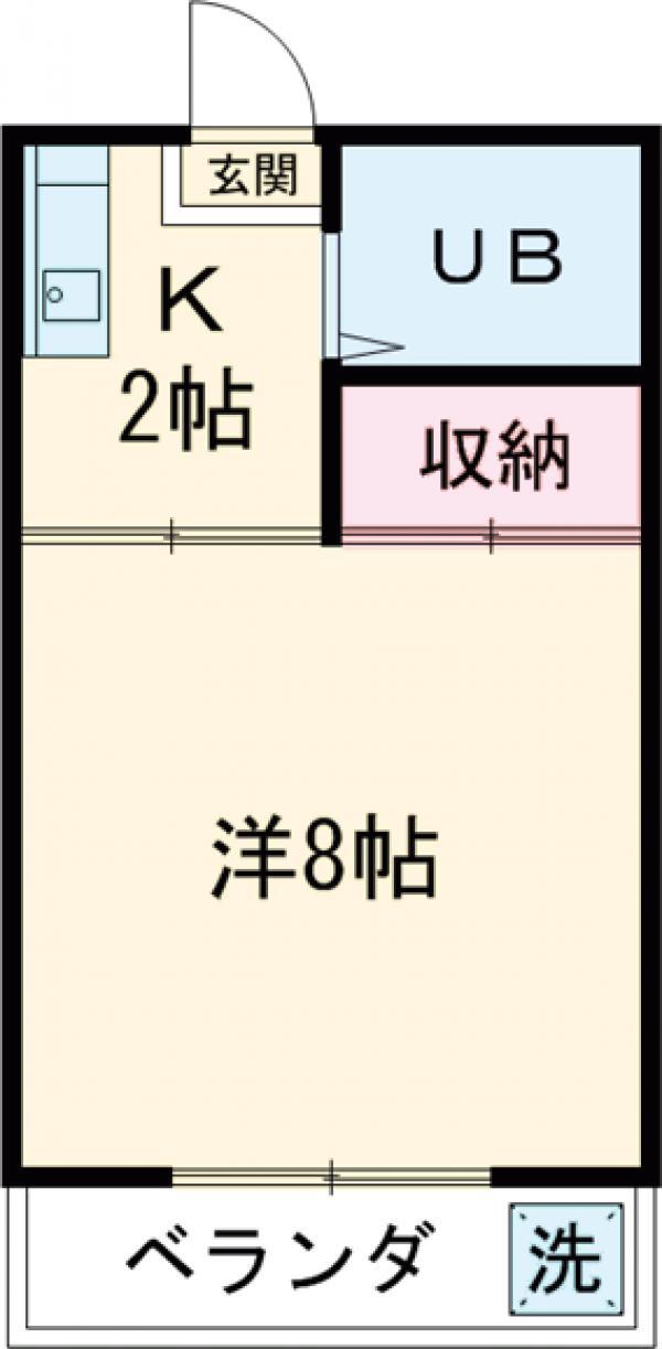 クレスト粕川(1K/2階)の間取り写真