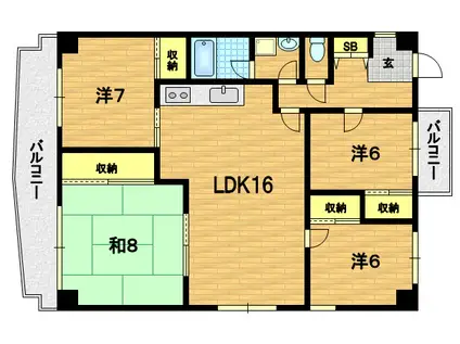 フェニックス堀川(4LDK/8階)の間取り写真