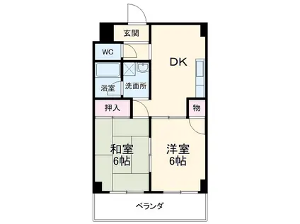 第1アリストマンション(2DK/2階)の間取り写真