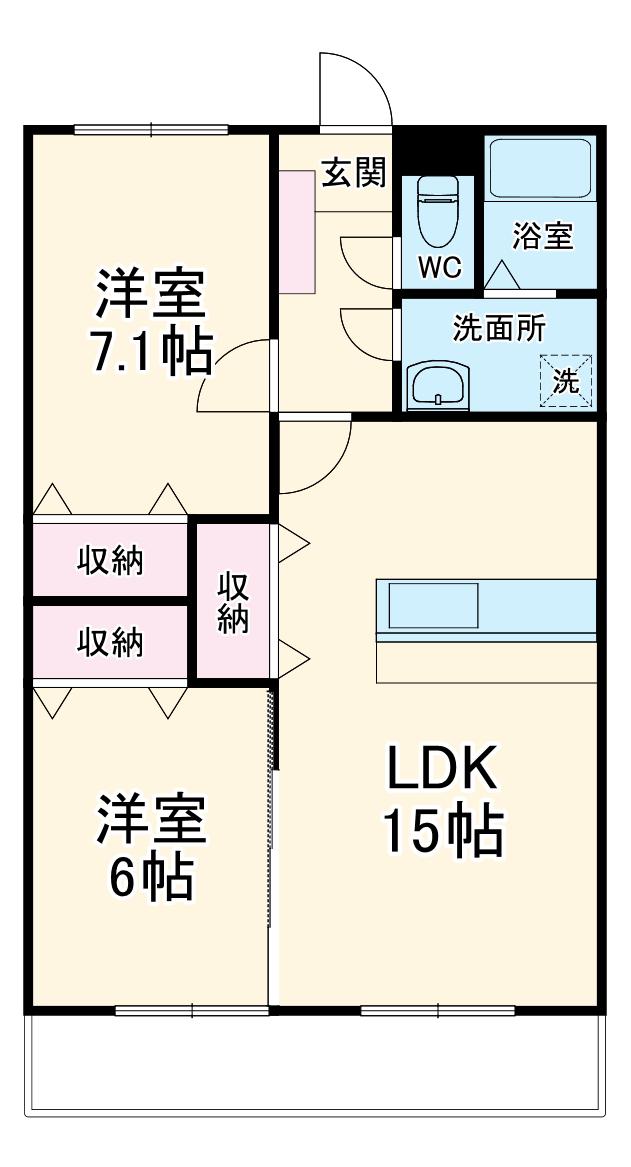 マルマンシティセントロⅡ(2LDK/2階)の間取り写真