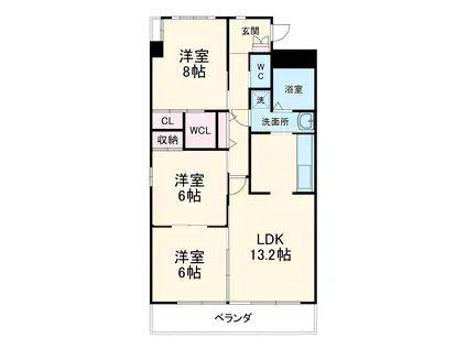 リバーズマンション築捨Ⅱ(3LDK/2階)の間取り写真