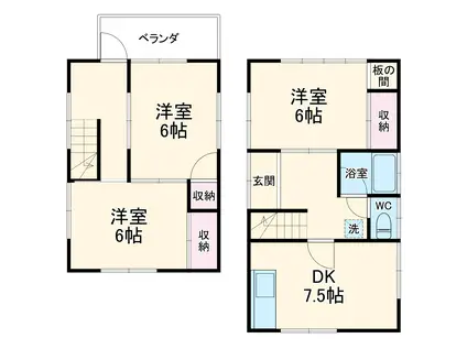 京急久里浜線 京急久里浜駅 徒歩18分 2階建 築51年(3DK)の間取り写真