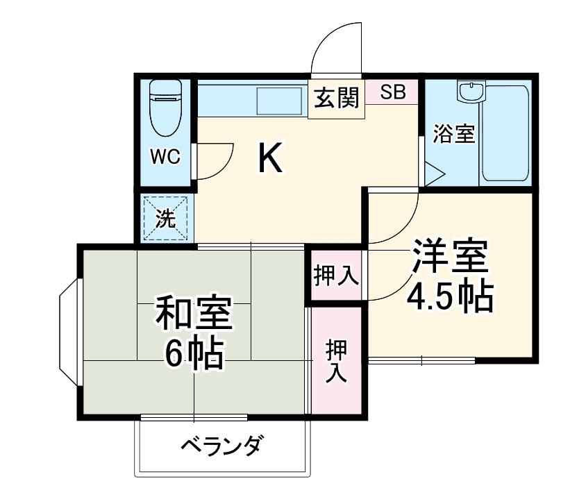 メゾンドⅡ(2DK/2階)の間取り写真