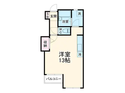 フィオリーシェ大宮(ワンルーム/1階)の間取り写真