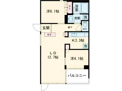 ガーデニエール砧 ウエスト(2LDK/5階)の間取り写真