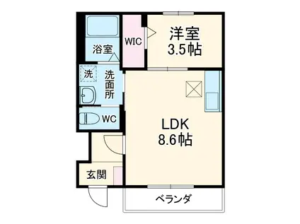 ヴェルシスⅡ(1LDK/1階)の間取り写真