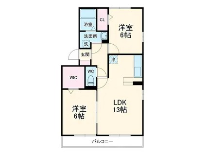 リバーパーク蒲生A(2LDK/3階)の間取り写真