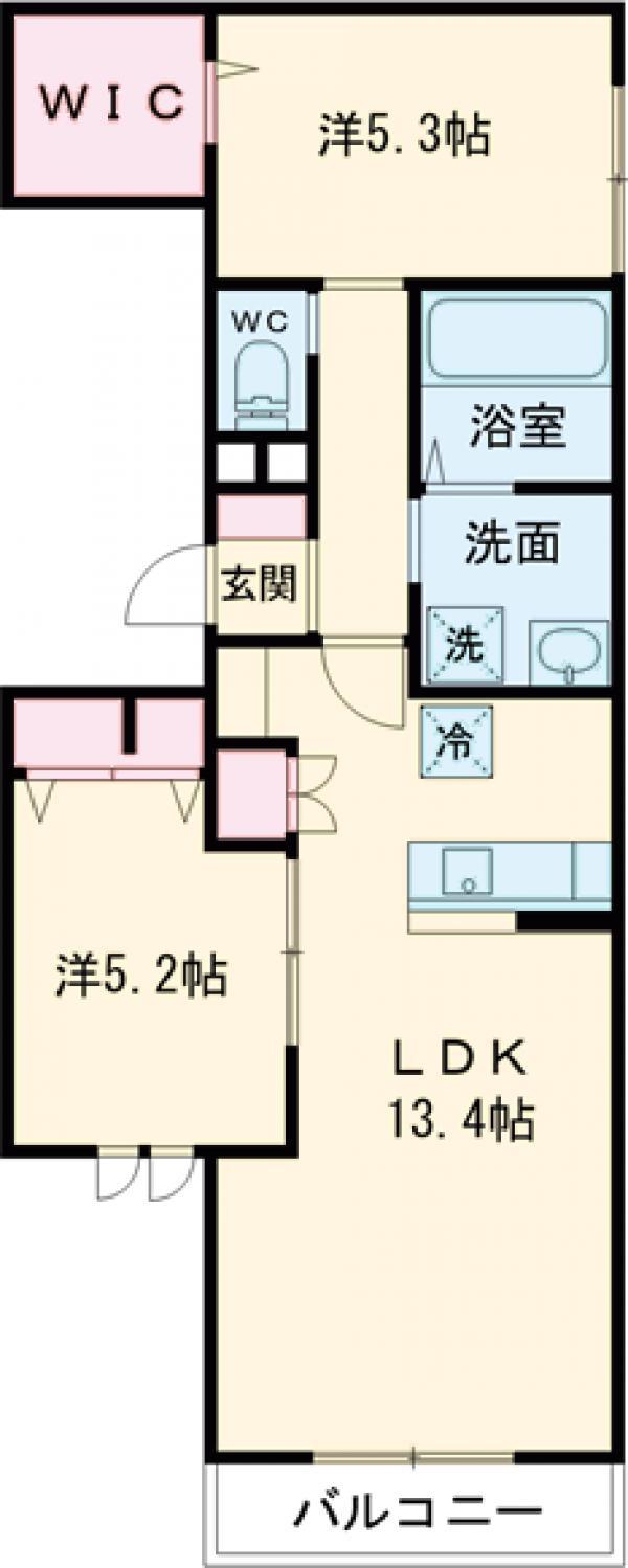 シーダーゆいの杜(2LDK/2階)の間取り写真