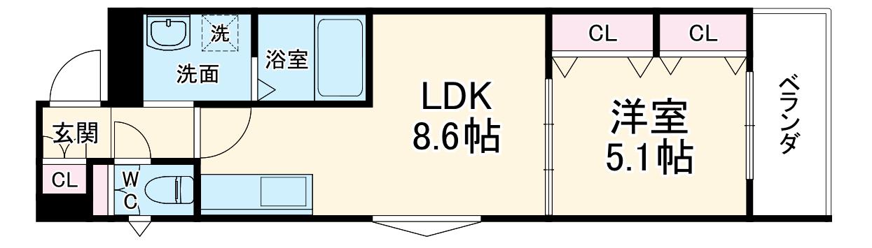 クレアール大久保町(1LDK/2階)の間取り写真