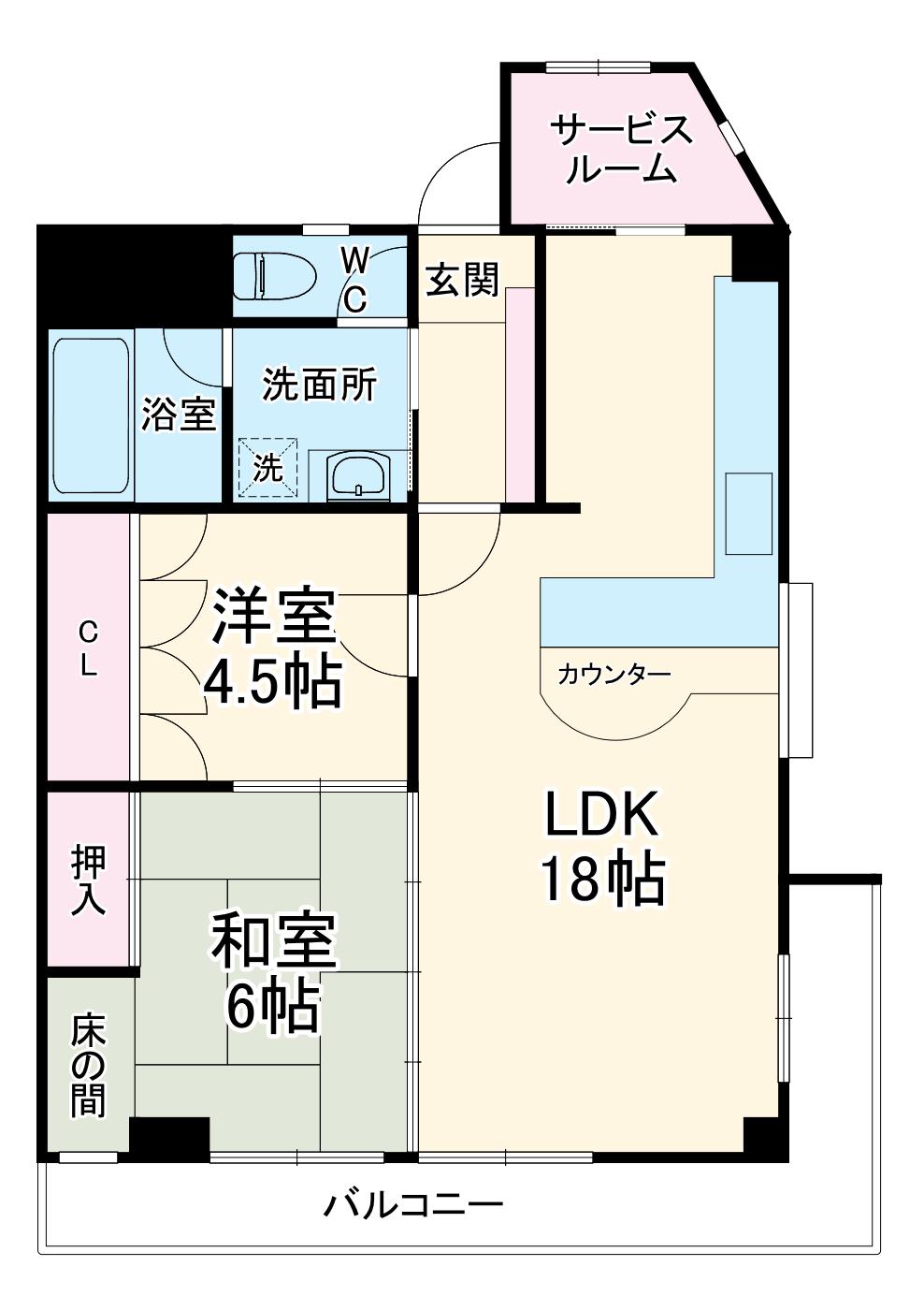 ジュラクビル(2SLDK/3階)の間取り写真