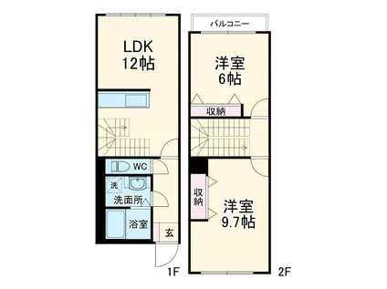フェリーチェ(2LDK/1階)の間取り写真