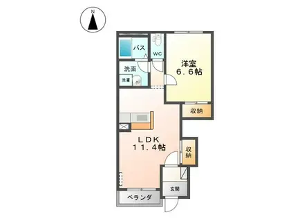 ジュエリー2ND(1LDK/1階)の間取り写真