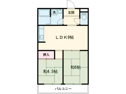 タウンハイツ穂積(2LDK/3階)の間取り写真