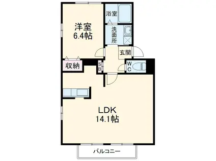 ベルメゾン豊住(1LDK/1階)の間取り写真