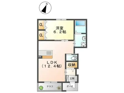 RICHE(1LDK/1階)の間取り写真