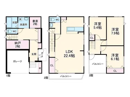 北大阪急行南北線 桃山台駅 徒歩13分 3階建 築3年(3SLDK)の間取り写真