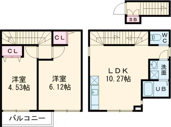 ミハス経堂エステ(2LDK/2階)の間取り写真