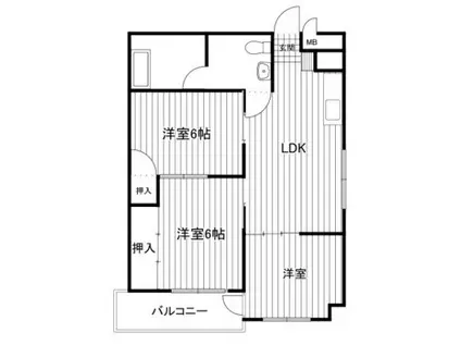 稲毛パレス(2LDK/5階)の間取り写真
