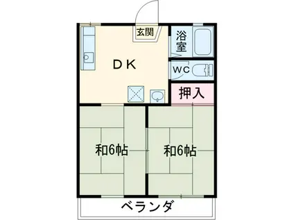 高木ハイツ(2DK/1階)の間取り写真