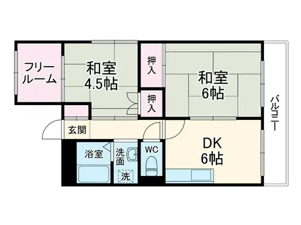 ハイツ三ツ池台(2SDK/2階)の間取り写真