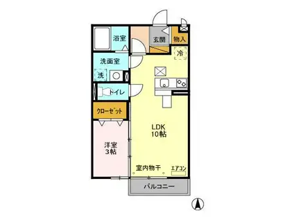 メゾンローレル Ⅰ(1LDK/1階)の間取り写真