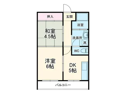 WING湯河原(2DK/4階)の間取り写真