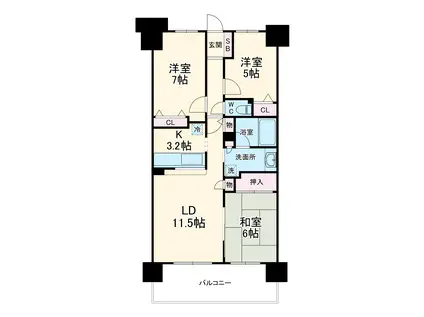 エンゼルソルスイート海老名(3LDK/10階)の間取り写真