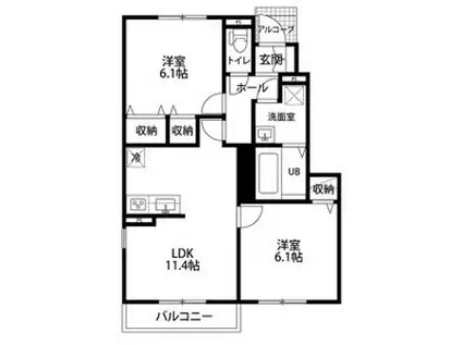 クレール イリス(2LDK/1階)の間取り写真