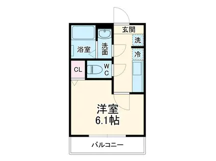 HX SHINKEMIGAWA(1K/1階)の間取り写真