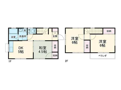 身延線 南甲府駅 徒歩21分 2階建 築29年(3DK)の間取り写真