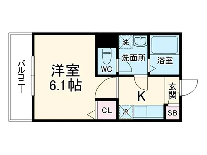 ジーメゾン綾瀬(1K/1階)の間取り写真
