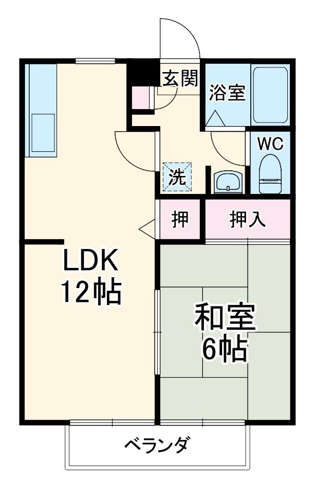 第1コーポケンモチ(1LDK/2階)の間取り写真