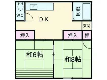 三宅アパートF(2DK/2階)の間取り写真