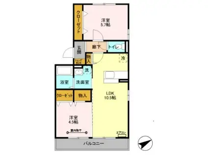 愛宕ビューハイツ(2LDK/3階)の間取り写真