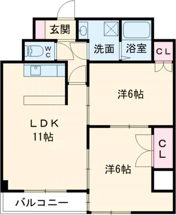 ウエキハイツ(2LDK/5階)の間取り写真