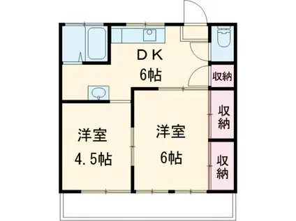 玉堤スカイハイム(2DK/2階)の間取り写真