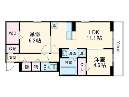 アレクシス(2LDK/2階)の間取り写真
