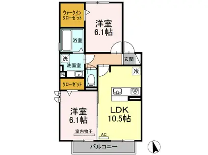 イルソーレ神山(2LDK/2階)の間取り写真